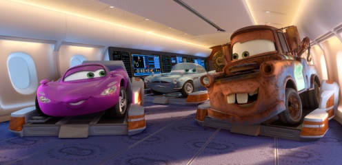 CARS 2 - (L to R): Holley Shiftwell (voce di Emily Mortimer), Finn McMissile (voce di Michael Caine) e Mater (voce di Larry the Cable Guy)
© Disney/Pixar. All Rights Reserved. - Cars 2