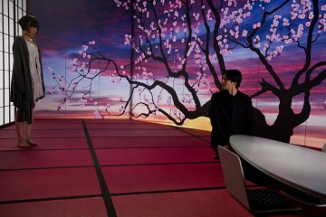 Cloud Atlas - Doona Bae 'Sonmi-451' con Jim Sturgess 'Hae-Joo Chang' in una foto di scena - Episodio '2144, Neo Seoul' - Cloud Atlas