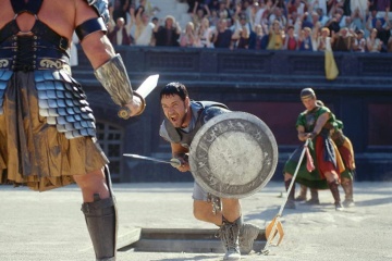 Il gladiatore - (L to R): Sven-Ole Thorsen 'Tigre' e Russell Crowe 'Massimo Decimo Meridio' in una foto di scena - Il gladiatore