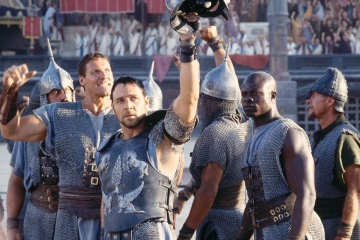 Il gladiatore - (L to R): Ralf Moeller 'Hagen', Russell Crowe 'Massimo Decimo Meridio' e Djimon Hounsou 'Juba' in una foto di scena - Il gladiatore